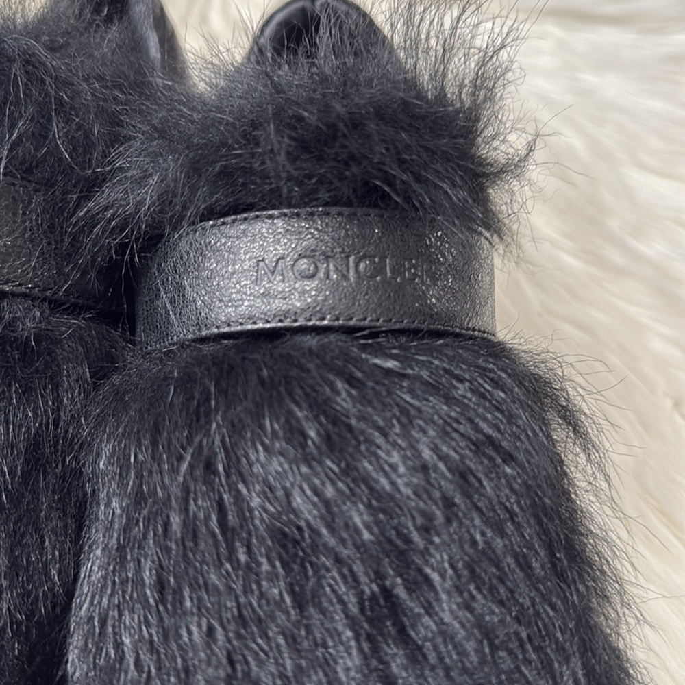 MONCLER Victoire Leather Fur Sneakers - Picture 3 of 11